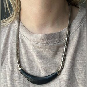 VTG 70s 80s Gold and Black Geometric Statement Necklace